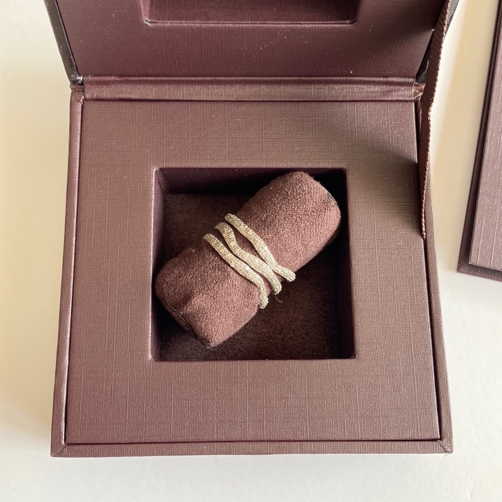 🎉HP🎉 NWT Monica Vinader Riva Triple Wave Pave Diamond Rose Gold Ring & Gift Wrap - Picture 6 of 9